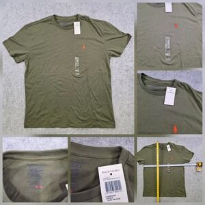 Polo Ralph Lauren Shirt Mens Medium Green Classic Fit Pony Logo Tee Cotton